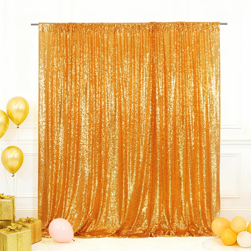 Eternal Beauty Yellow Gold Sequin Backdrop, 10x10 Ft Glitter Background Curtains for Shimmer Photography Party Wedding Birthday Back Drop Decor - Image 1